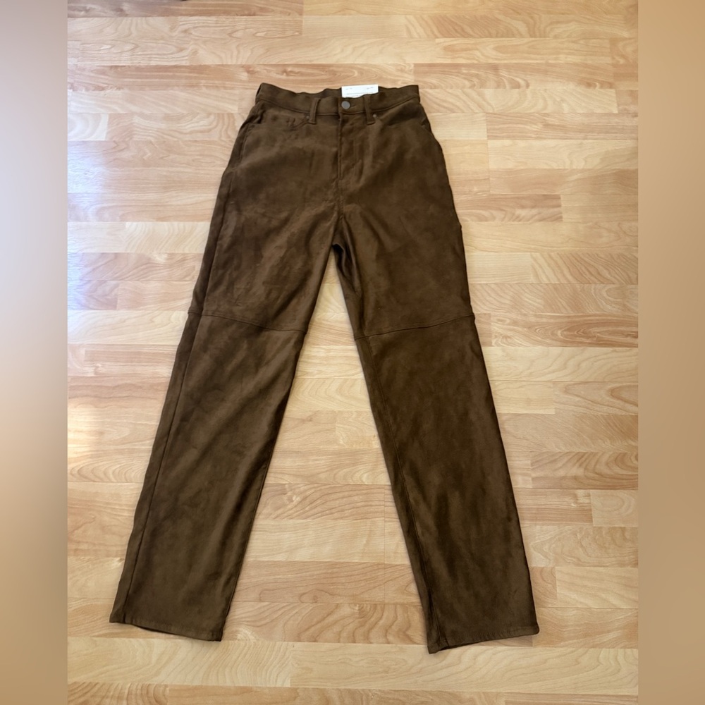 a.n.a Highest-Rise Vintage Straight Brown Faux Suede woman’s pants size 6